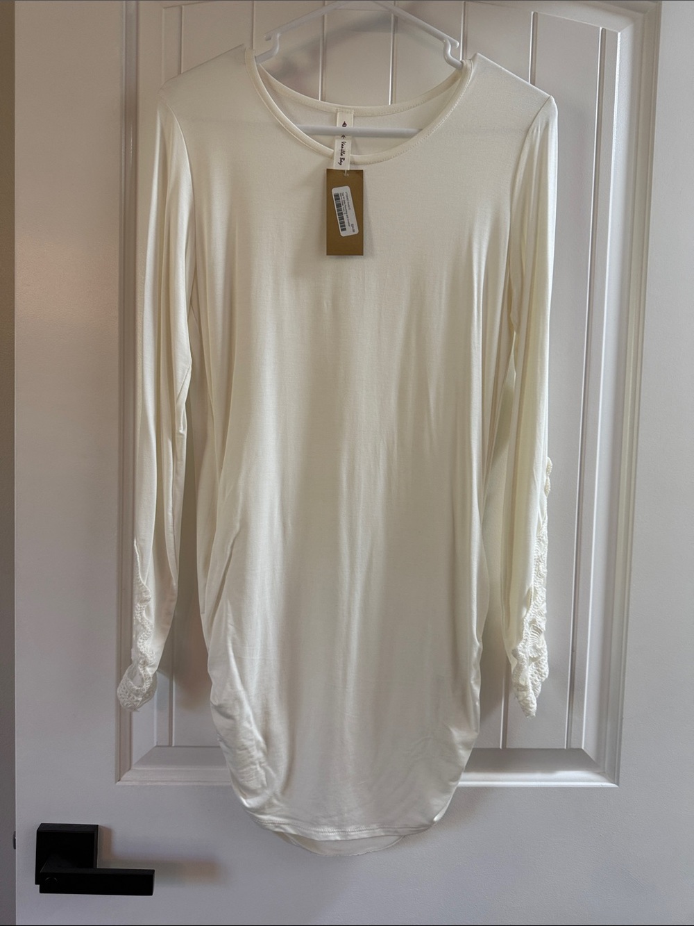 Vanilla Bay Cream Long Sleeve Tunic with Lace Trim